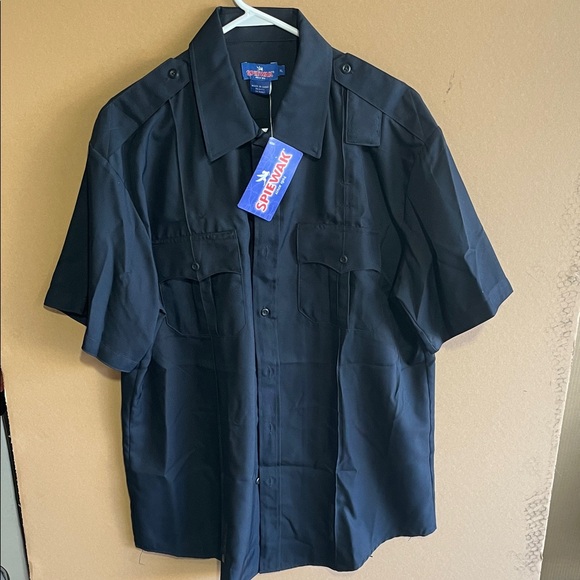 Men's Dark Navy Blue Short Sleeve Shirt - Picture 1 of 4